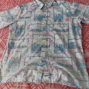 Vtg Reyn Spooner Shirt Dietrich Varez XL Hawaiian Fishing octopus Print